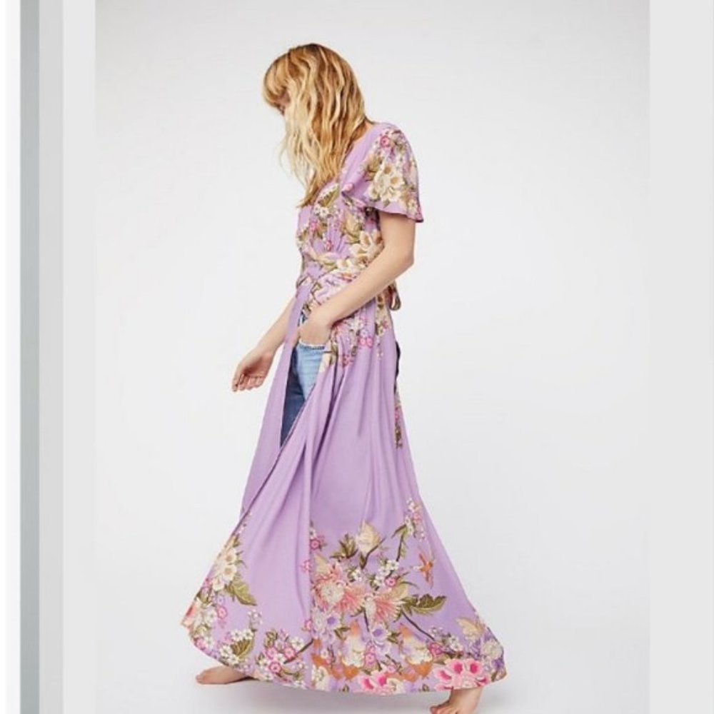 Free People Spell & The Gypsy Blue Skies Purple Floral Wrap Dress